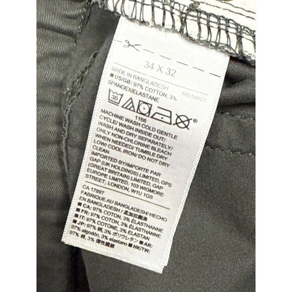 Gap Men's Pants Denim Slim Fit Grey Green Straight Leg Casual Size 34 - Picture 8 of 8